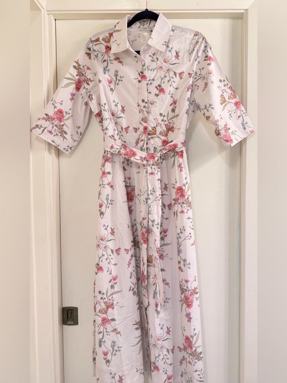 Hermoza / Francesca White Meadow Button-Front Midi Shirt Dress - Sz. M - NWT - Picture 4 of 15